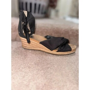 UGG Traci Espadrille Ankle Strap Wedge Sandals Black Women's Size 6